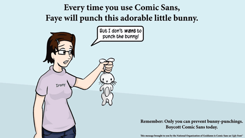 Un pauvre lapin martyrisé à chaque utilisation de la police comic Sans MS