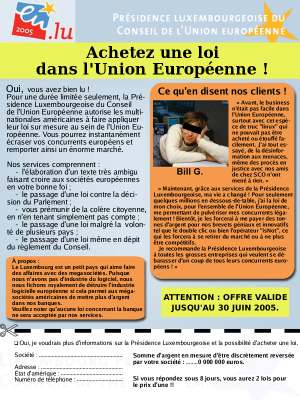 Publicité pour l'achat d'une loi