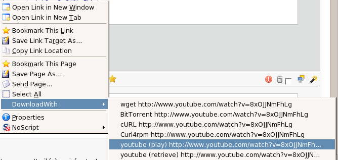 menu contextuel de downloadwith